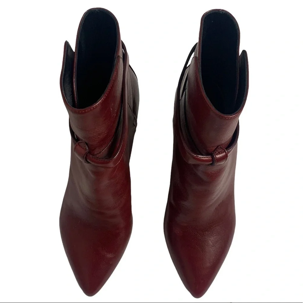 Celine Jodhpur Burgundy Leather Triangle Heel Ankle Booties